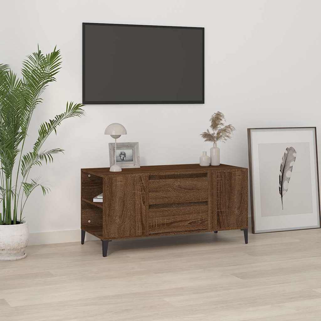 TV Cabinet Brown Oak 102x44,5x50 cm Engineered Wood