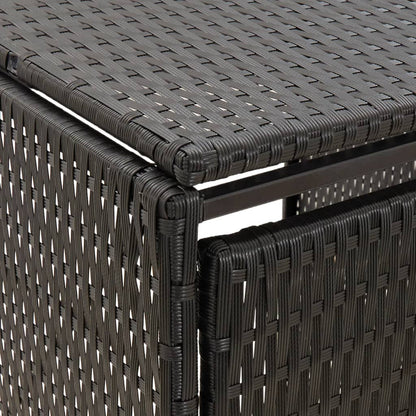 Triple Wheelie Bin Shed Black 207x80x117 cm Poly Rattan