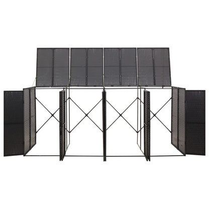 Quadruple Wheelie Bin Shed Black 274x80x117 cm Poly Rattan