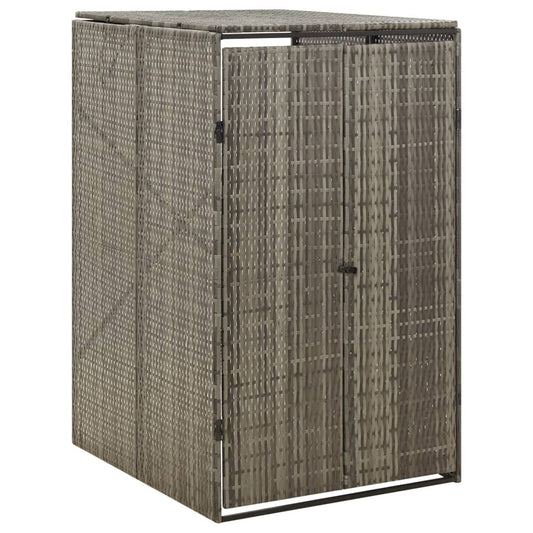 Single Wheelie Bin Shed Grey 70x80x117 cm Poly Rattan