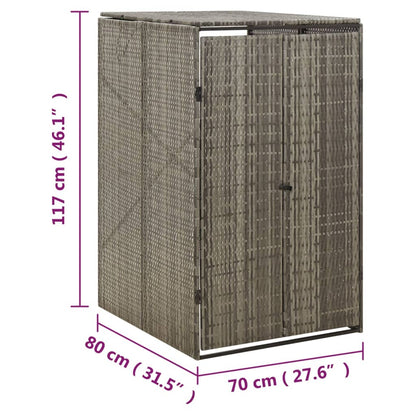 Single Wheelie Bin Shed Grey 70x80x117 cm Poly Rattan