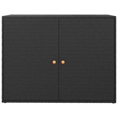 Garden Storage Cabinet Black 100x55.5x80 cm Poly Rattan