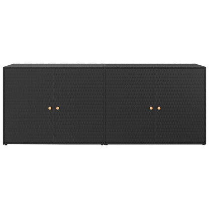 Garden Storage Cabinet Black 198x55.5x80 cm Poly Rattan