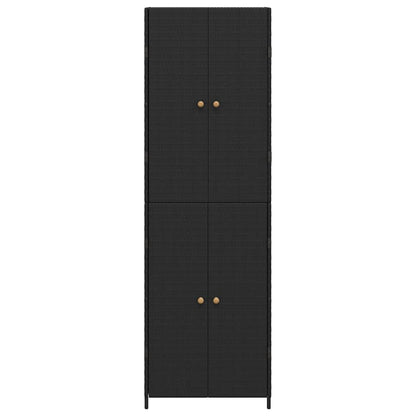 Garden Storage Cabinet Black 59x40x180 cm Poly Rattan