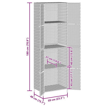 Garden Storage Cabinet Black 59x40x180 cm Poly Rattan