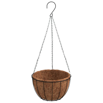Hanging Planters 4 pcs with Coco Liners Black Ø 30x52 cm Steel