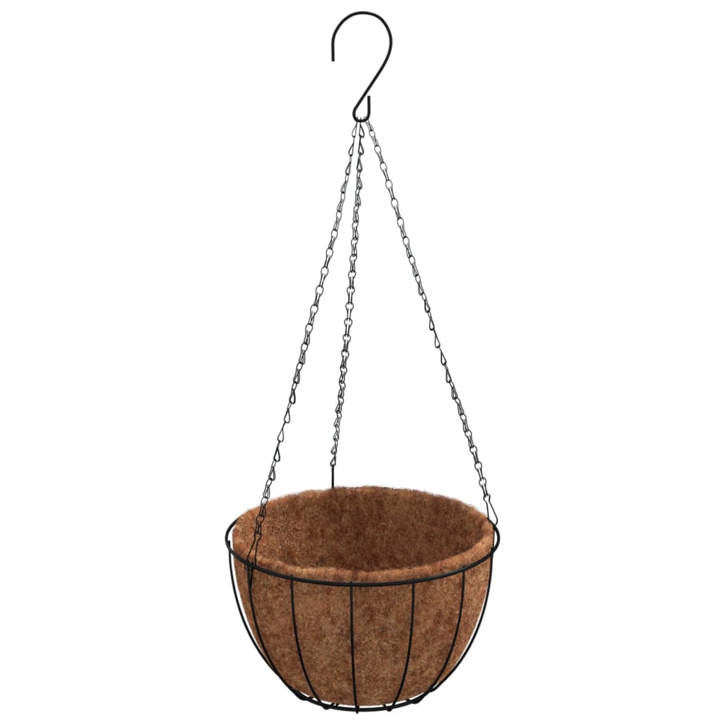 Hanging Planters 4 pcs with Coco Liners Black Ø 30x52 cm Steel