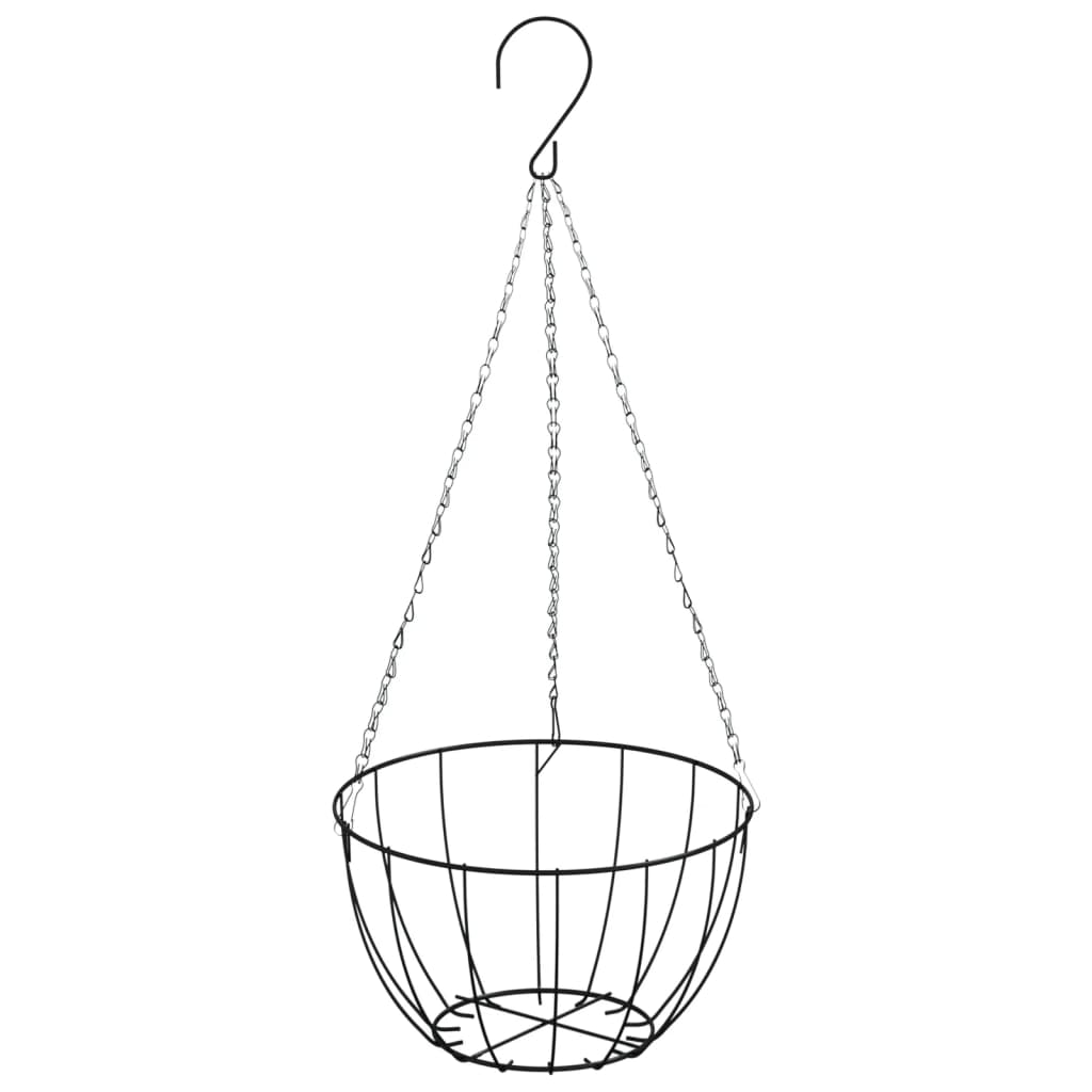 Hanging Planters 4 pcs with Coco Liners Black Ø 30x52 cm Steel