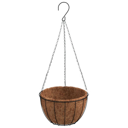 Hanging Planters 4 pcs with Coco Liners Black Ø 40x63 cm Steel