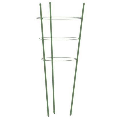 Garden Plant Supports with 3 Rings 5 pcs Green 75 cm Steel