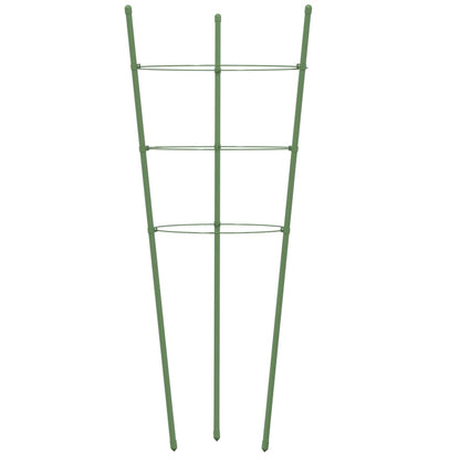 Garden Plant Supports with 3 Rings 5 pcs Green 75 cm Steel