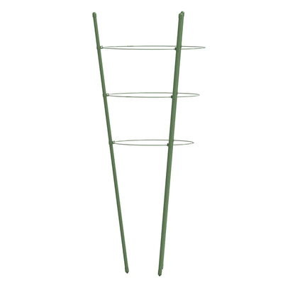 Garden Plant Supports with 3 Rings 5 pcs Green 75 cm Steel