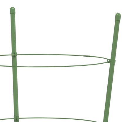Garden Plant Supports with 3 Rings 5 pcs Green 75 cm Steel
