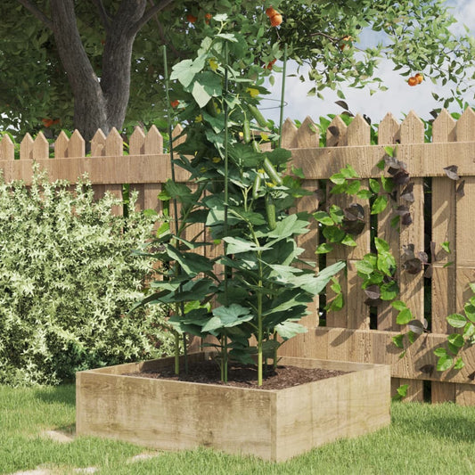 Garden Plant Supports with 3 Rings 5 pcs Green 75 cm Steel