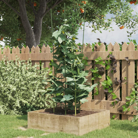 Garden Plant Supports with 4 Rings 5 pcs Green 90 cm Steel