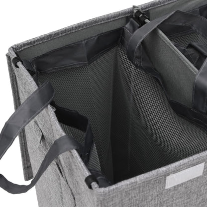 Foldable Laundry Hamper Grey 51x34.5x59 cm Faux Linen Fabric