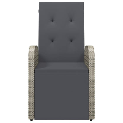 Reclining Garden Chair with Cushions Grey Poly Rattan