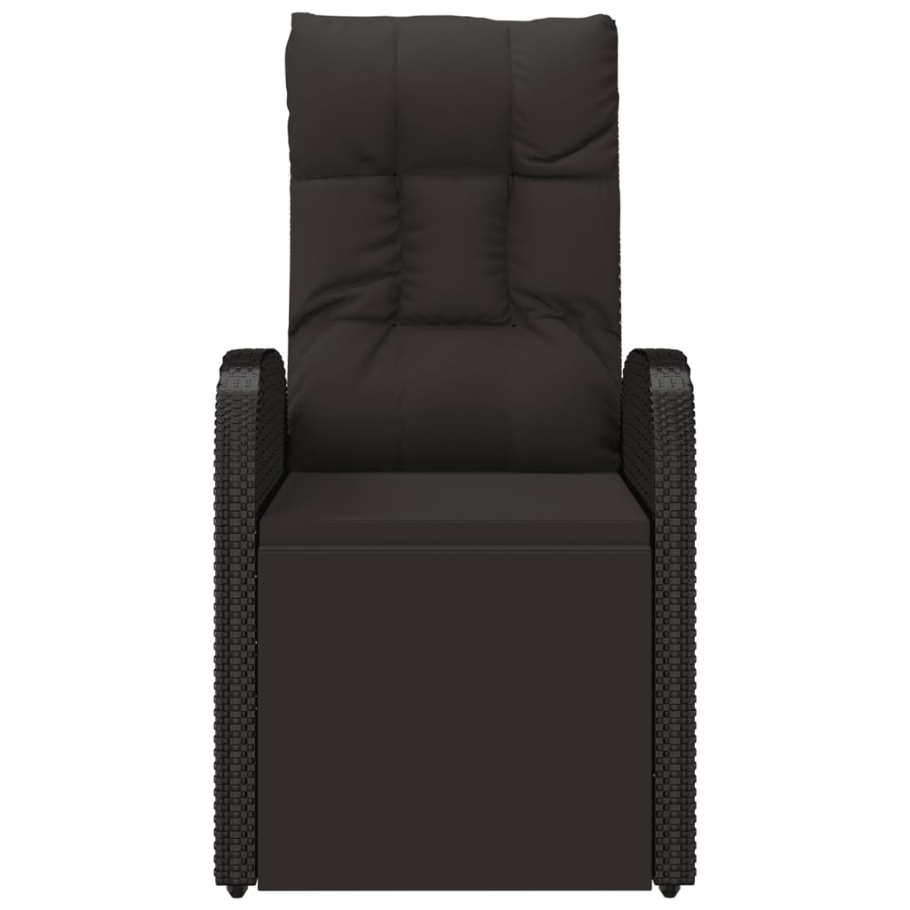 Reclining Garden Chair with Cushions Black Poly Rattan