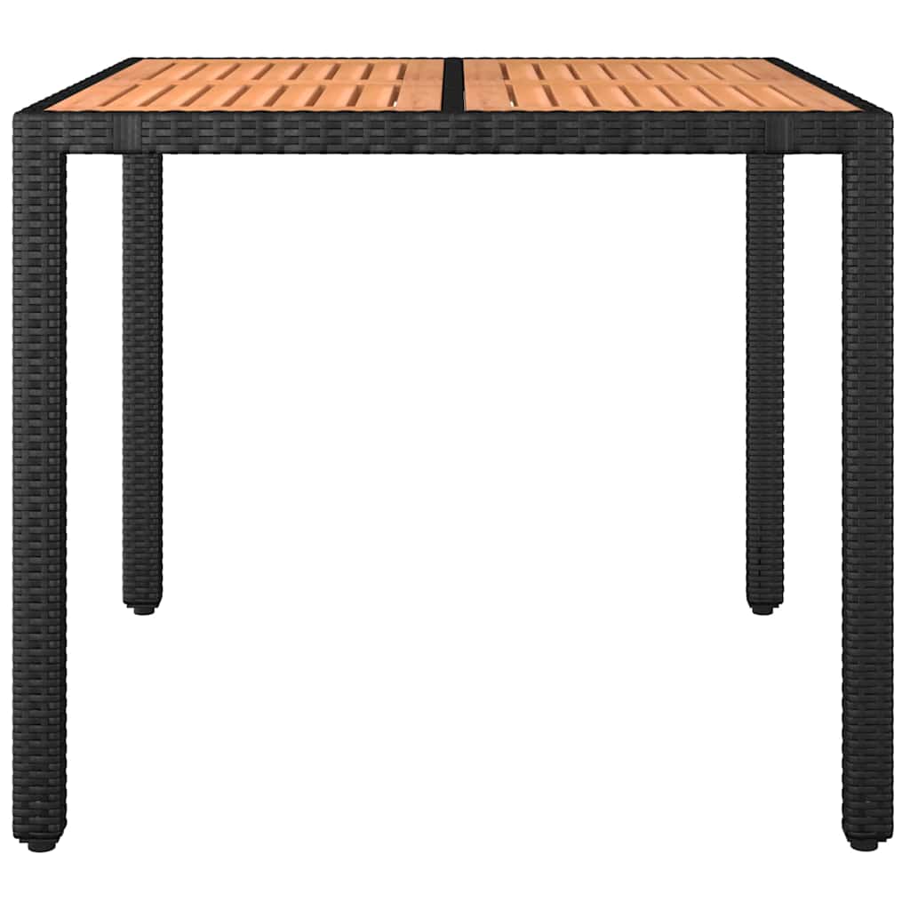 Garden Table with Wooden Top Black