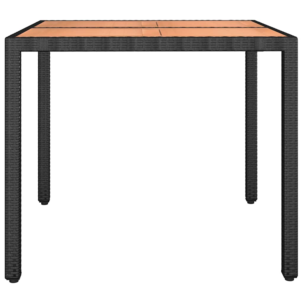 Garden Table with Wooden Top Black