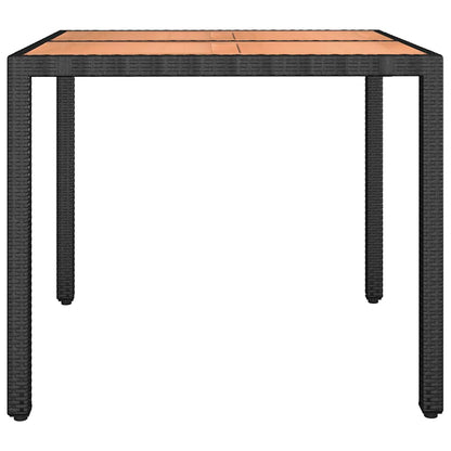 Garden Table with Wooden Top Black