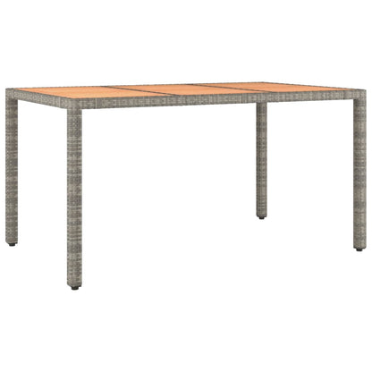 Garden Table with Wooden Top Grey Poly Rattan&Solid Wood Acacia