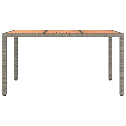 Garden Table with Wooden Top Grey Poly Rattan&Solid Wood Acacia