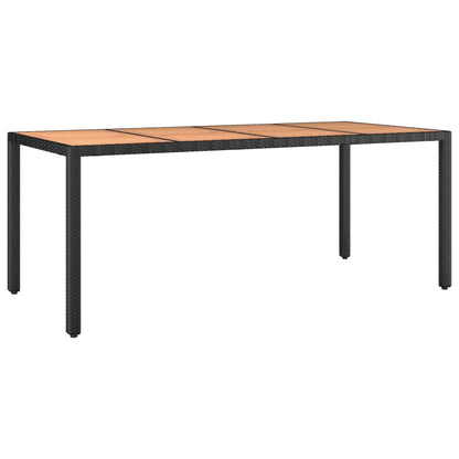 Garden Table with Wooden Top Black