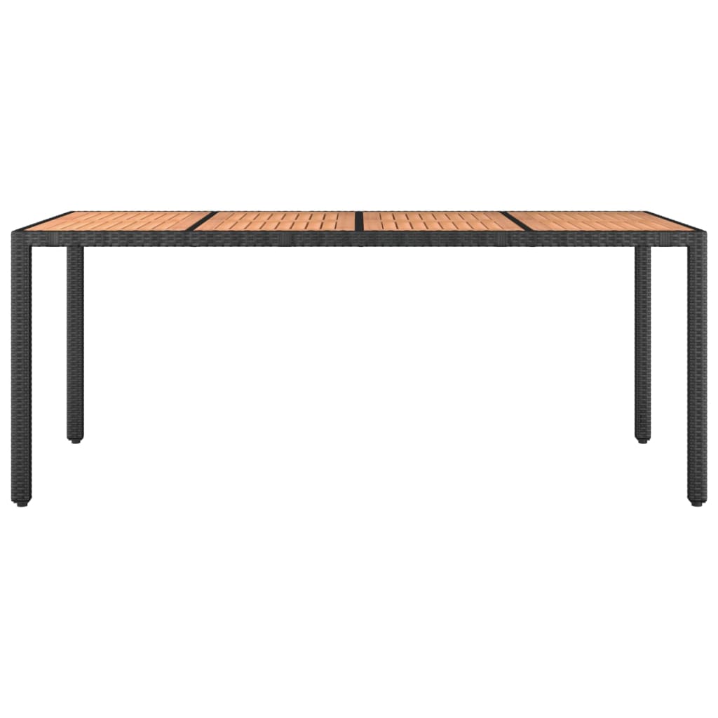 Garden Table with Wooden Top Black
