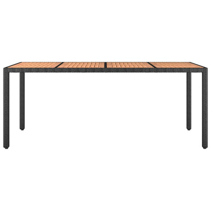 Garden Table with Wooden Top Black