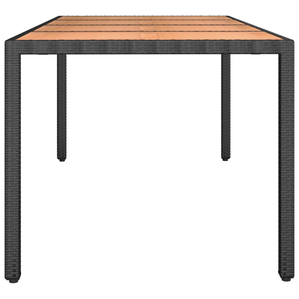 Garden Table with Wooden Top Black