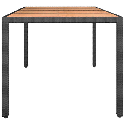 Garden Table with Wooden Top Black