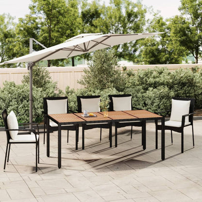Garden Table with Wooden Top Black