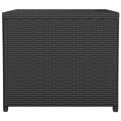 Tea Table with Glass Top Black Poly Rattan&Tempered Glass