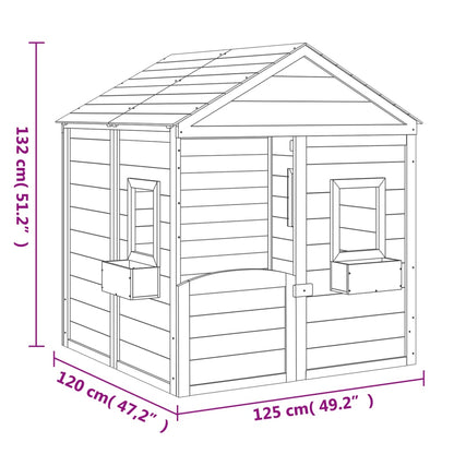 Playhouse with Lockable Door and Flower Pots Solid Wood Fir