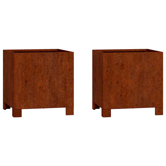 Planters with Legs 2 pcs Rusty 30x30x30 cm Corten Steel