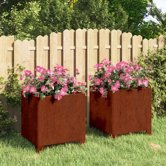 Planters with Legs 2 pcs Rusty 30x30x30 cm Corten Steel