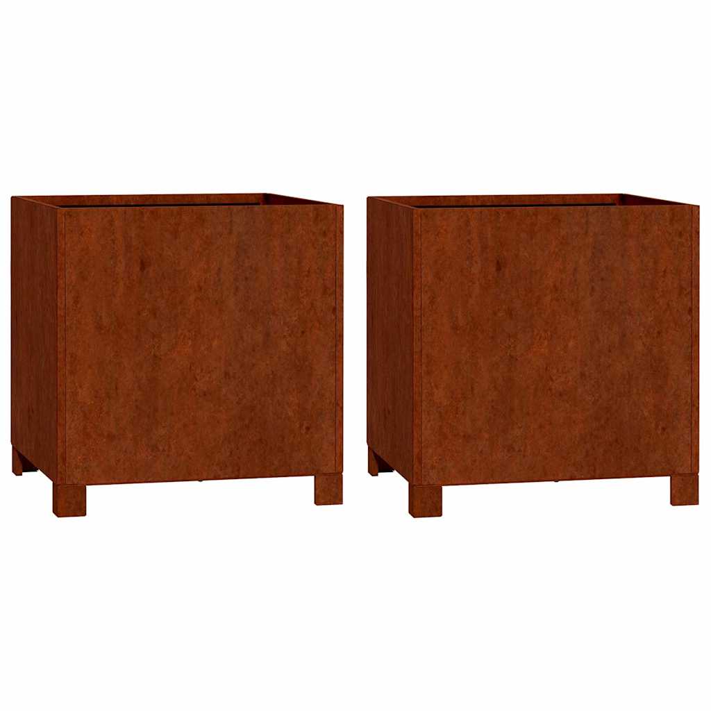 Planters with Legs 2 pcs Rusty 40x40x40 cm Corten Steel