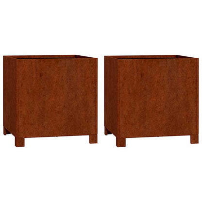 Planters with Legs 2 pcs Rusty 40x40x40 cm Corten Steel