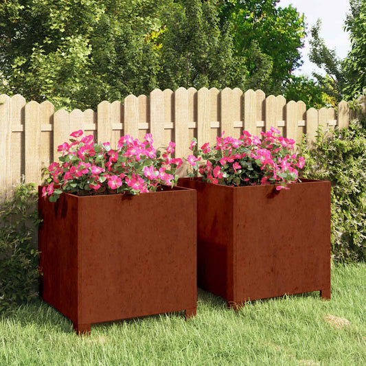 Planters with Legs 2 pcs Rusty 40x40x40 cm Corten Steel