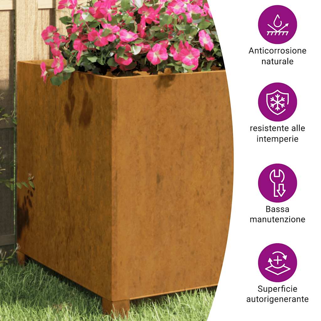 Planter with Legs Rusty 50x50x50 cm Corten Steel