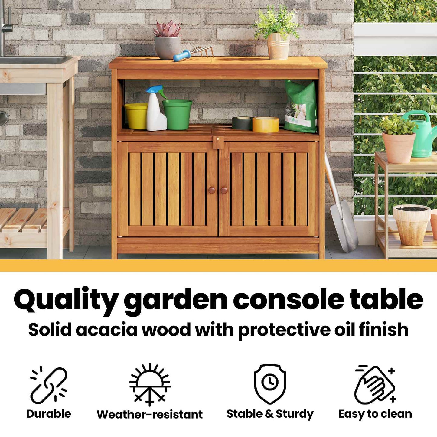 Garden Console Table 80x35x75 cm Solid Wood Acacia