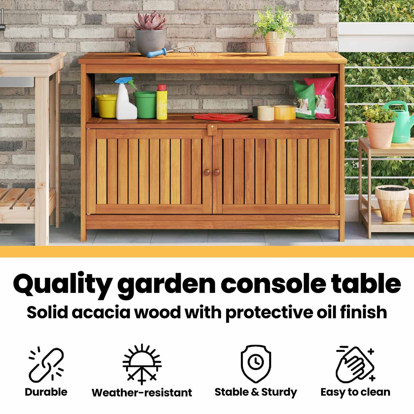 Garden Console Table 110x35x75 cm Solid Wood Acacia