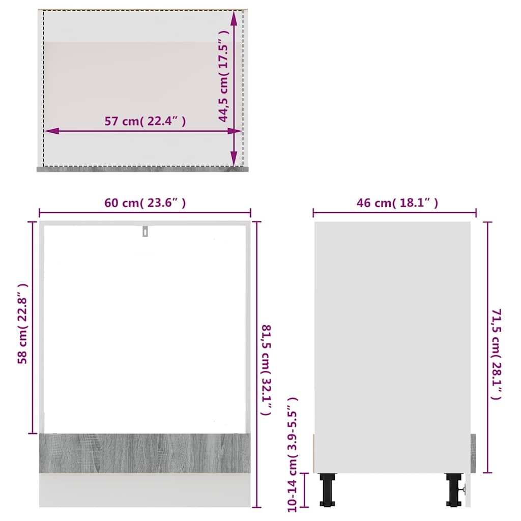 Oven Cabinet Lyon Grey Sonoma 60x46x81.5 cm Engineered Wood