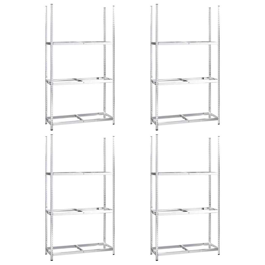 3-Layer Tire Racks 4 pcs Silver 110x40x200 cm Steel