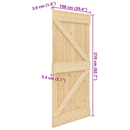 Door NARVIK Natural 100 x 210 cm Solid Pine Wood