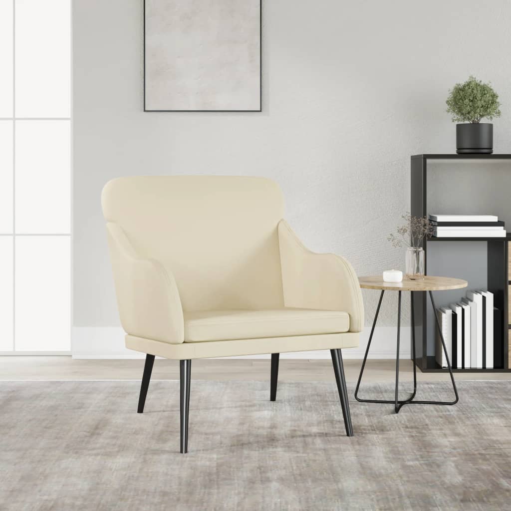 Armchair Cream 63x76x80 cm Faux Leather