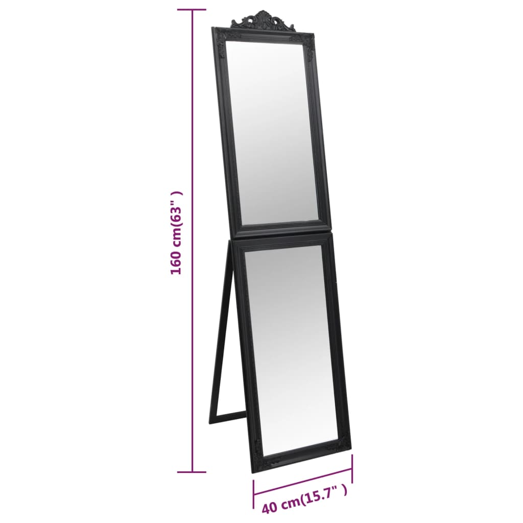 Free-Standing Mirror Black 40x160 cm