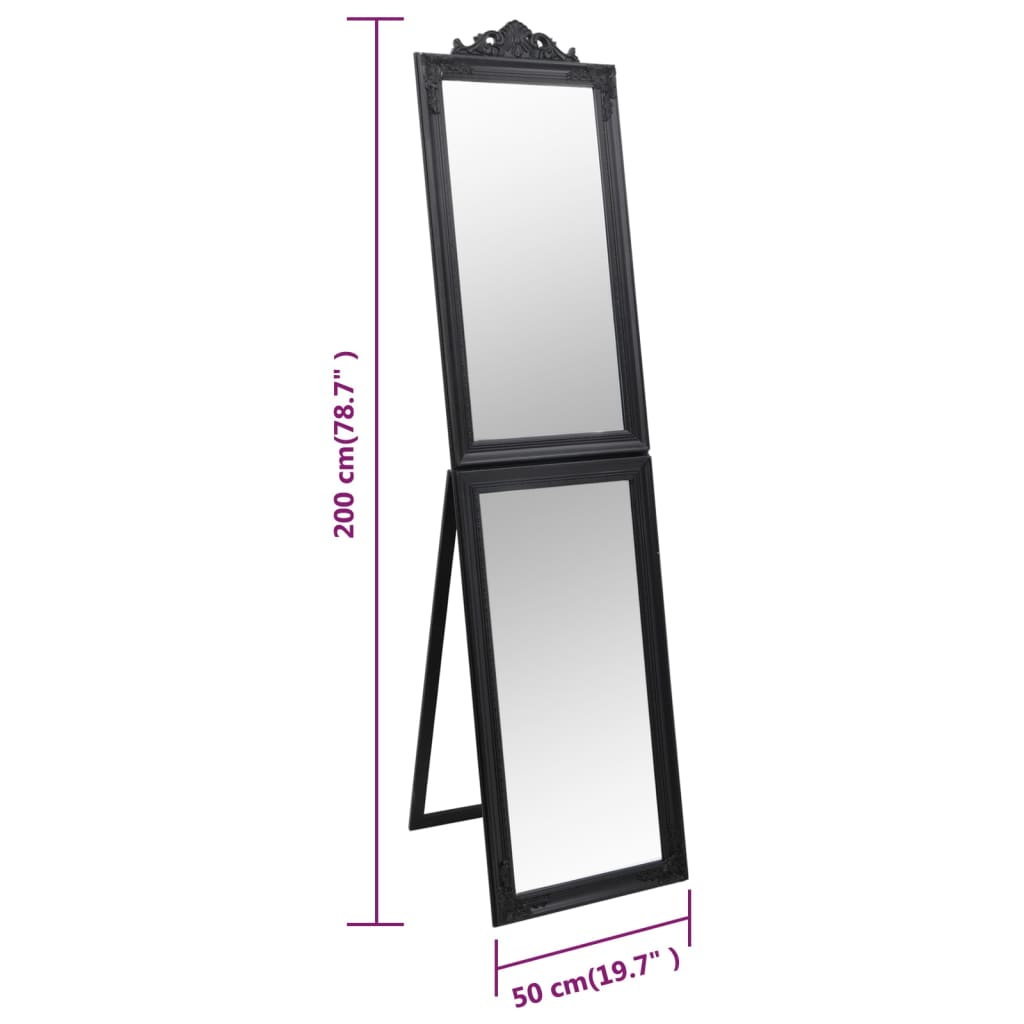Free-Standing Mirror Black 50x200 cm
