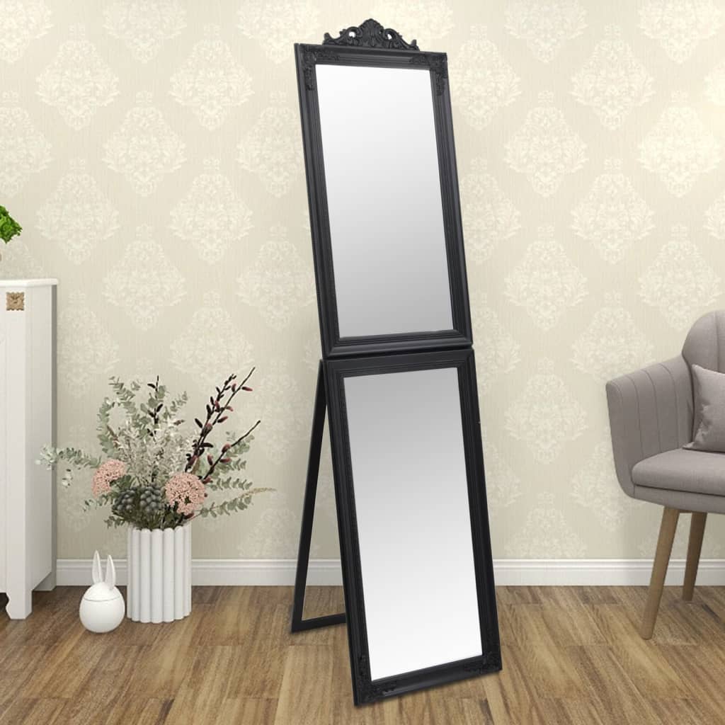 Free-Standing Mirror Black 50x200 cm